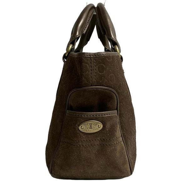 Celine Boogie Bag Macadam Pattern Leather Handbag Brown - Picture 2 of 6